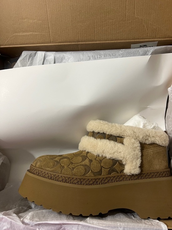 BNIB Coach Women’s Platform Christina Slip on Bootie with Shearling-Trim - Picture 3 of 17